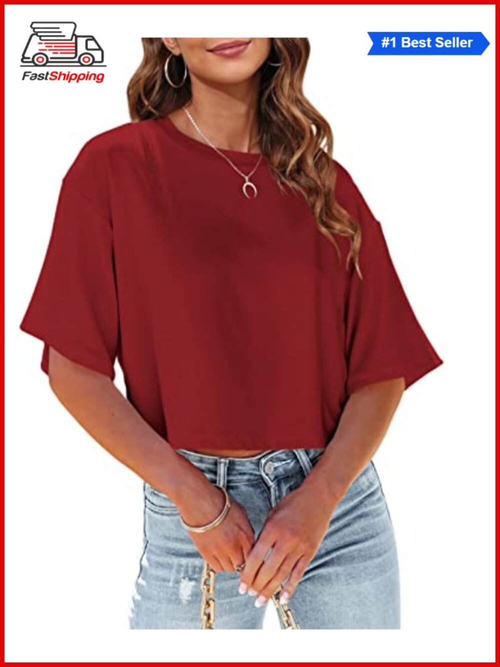 ✨Tankaneo Womens Half Sleeve Crop Top Casual Relax Fit T-Shirt
